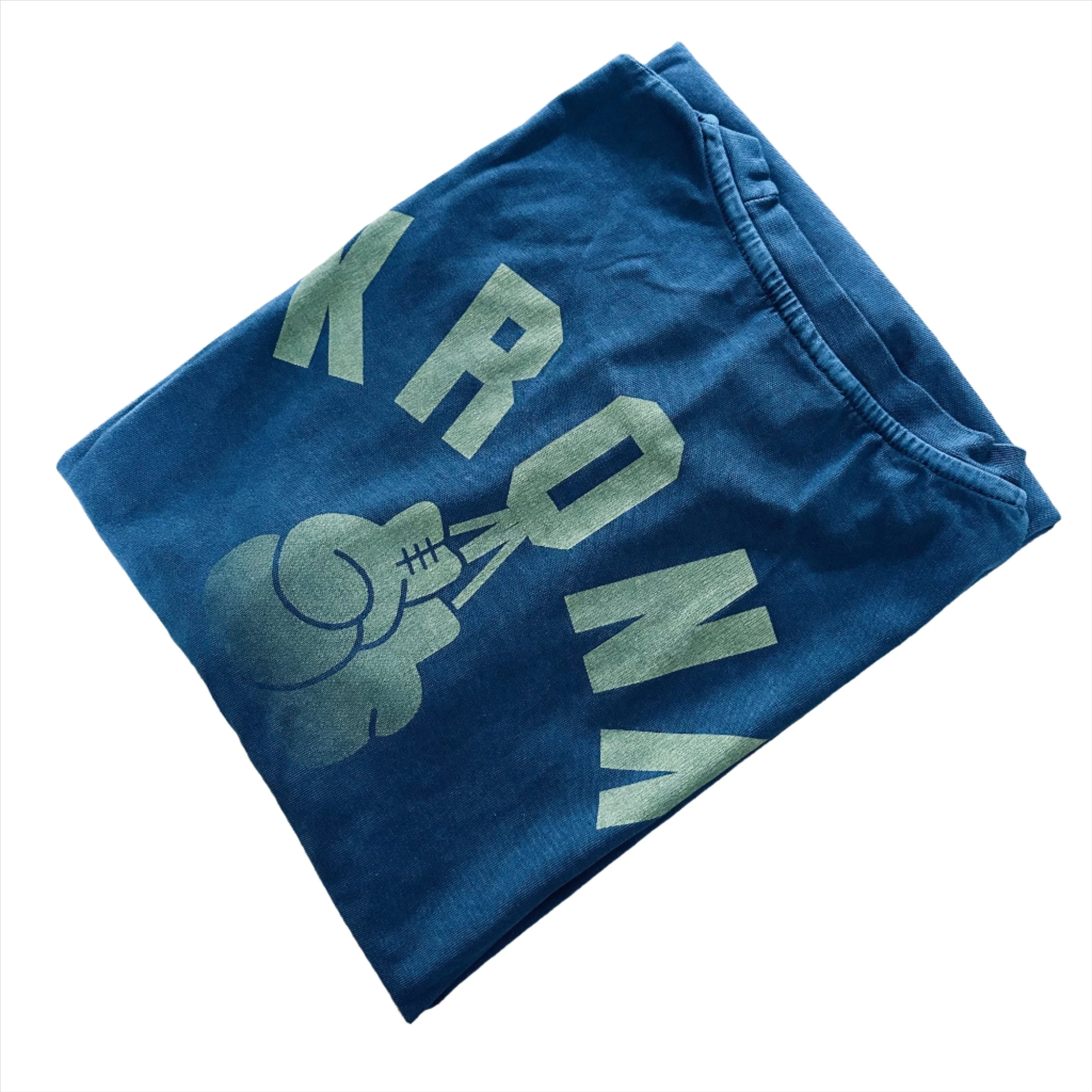 KRONK Faded G Loose Fit Vintage Wash T Shirt Denim Blue