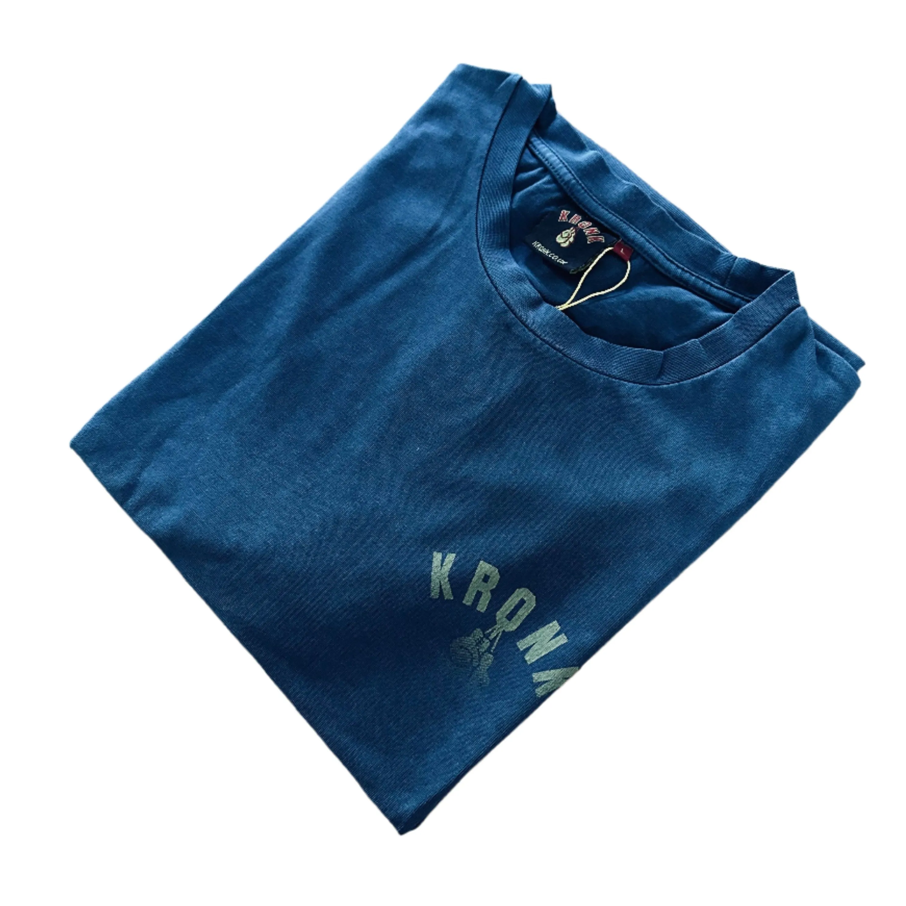 KRONK Faded G Loose Fit Vintage Wash T Shirt Denim Blue
