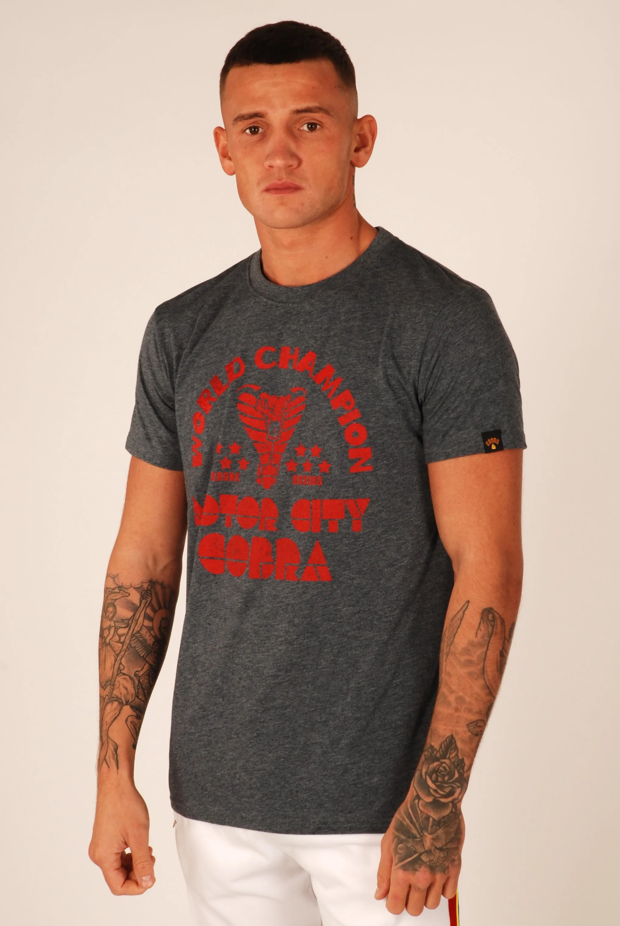 KRONK Thomas Hearns Motor City Cobra Slimfit T Shirt Navy Melange
