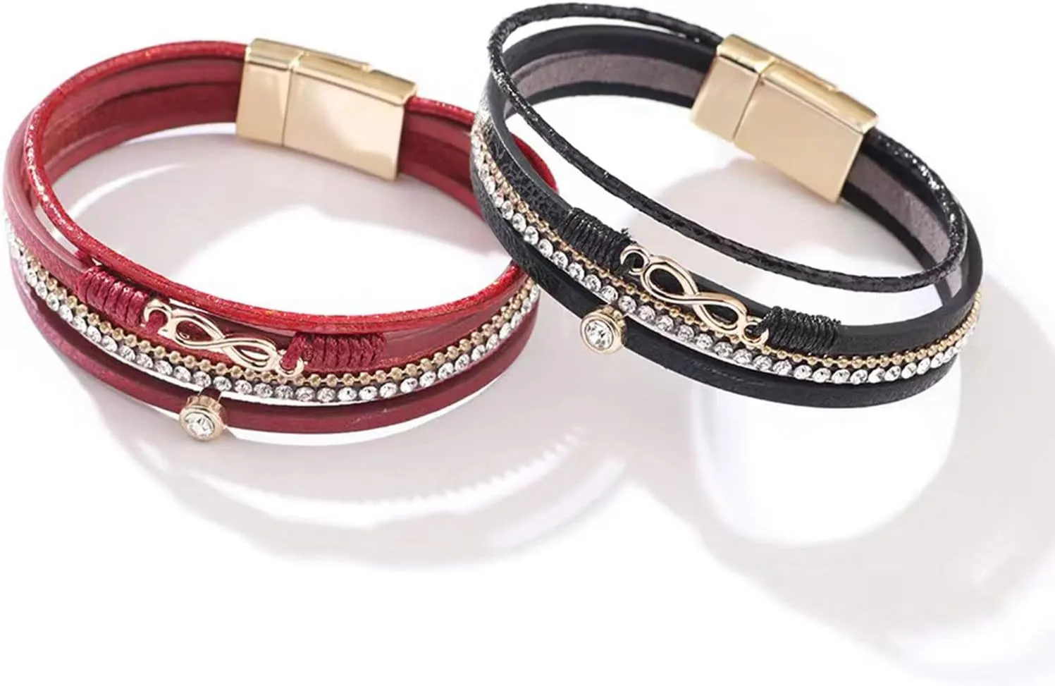 KunBead Infinity Leather Wrap Bracelets for Women Handmade Braided Boho Multi-Layer Bracelet Wristband Cuff Bangle Birthday Jewelry