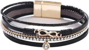 KunBead Infinity Leather Wrap Bracelets for Women Handmade Braided Boho Multi-Layer Bracelet Wristband Cuff Bangle Birthday Jewelry