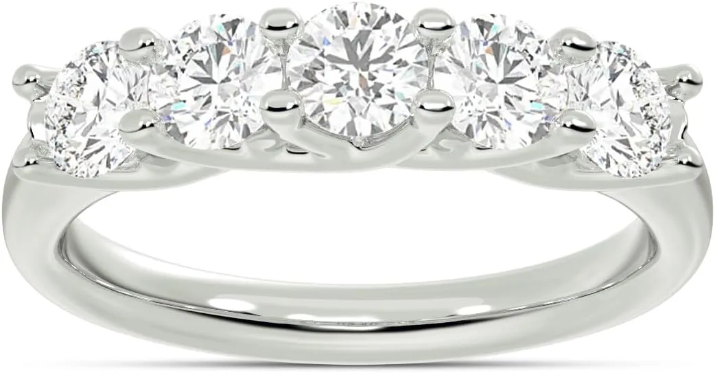 Lab Grown Five Stone Diamond Rings for Women | 10K Solid Yellow and White Gold Certified 1/4-1 CT. TW. Diamond Anniversary Bands and Wedding Rings