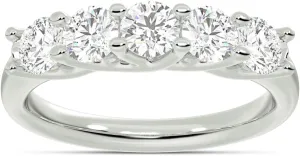 Lab Grown Five Stone Diamond Rings for Women | 10K Solid Yellow and White Gold Certified 1/4-1 CT. TW. Diamond Anniversary Bands and Wedding Rings