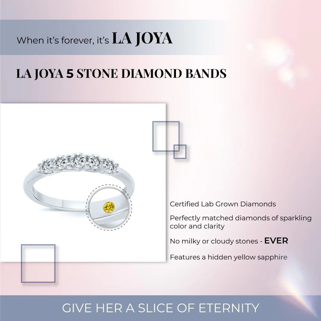 Lab Grown Five Stone Diamond Rings for Women | 10K Solid Yellow and White Gold Certified 1/4-1 CT. TW. Diamond Anniversary Bands and Wedding Rings