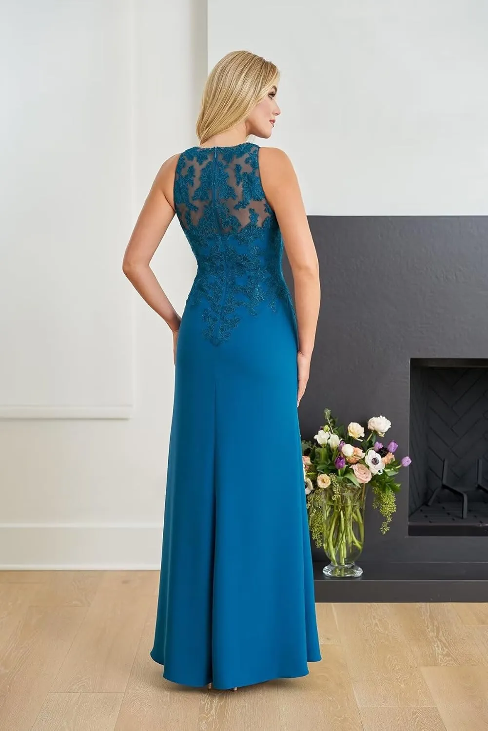 Lace Applique Beaded Mother of The Bride Dresses Guest Party Prom Dresses Evening Gowns 2 Piece Set