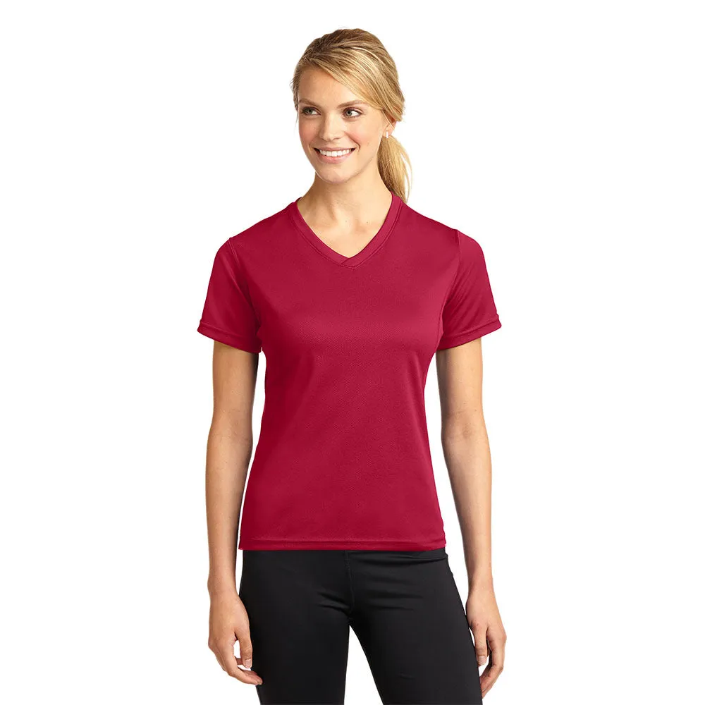 Ladies Dri-Mesh V-Neck Moisture Wicking V-Neck Tee Style #L468V With or Without Protective Underarm Shields