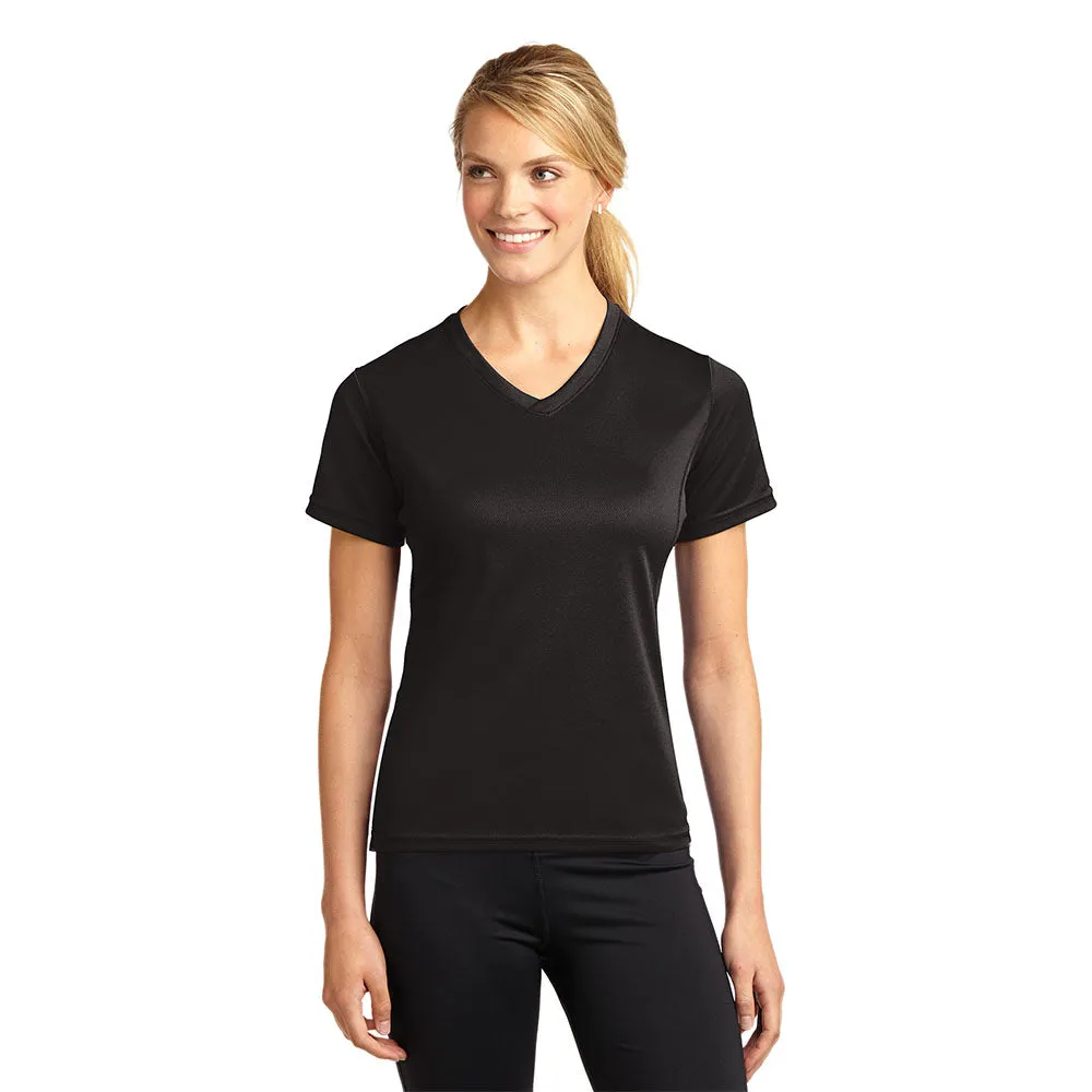 Ladies Dri-Mesh V-Neck Moisture Wicking V-Neck Tee Style #L468V With or Without Protective Underarm Shields
