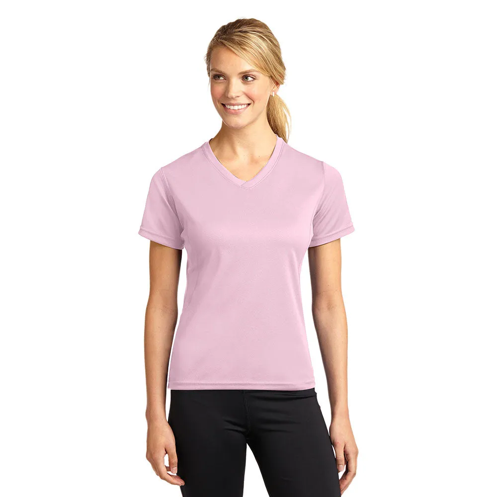 Ladies Dri-Mesh V-Neck Moisture Wicking V-Neck Tee Style #L468V With or Without Protective Underarm Shields
