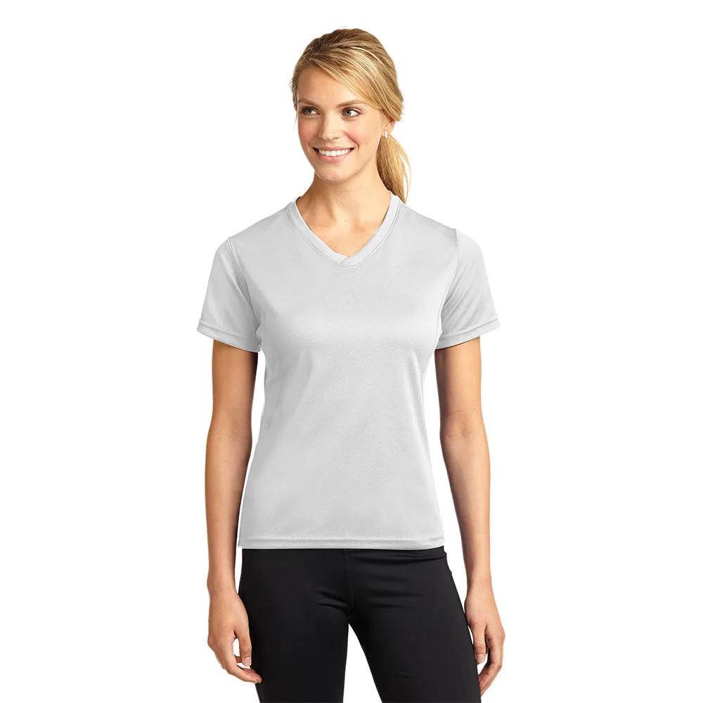 Ladies Dri-Mesh V-Neck Moisture Wicking V-Neck Tee Style #L468V With or Without Protective Underarm Shields