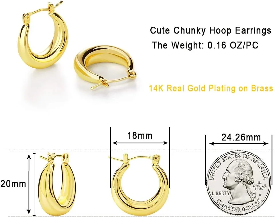 LILIE&WHITE Chunky Gold Hoop Earrings for Women Cute Fashion Hypoallergenic earrings Minimalist Jewelry Gift
