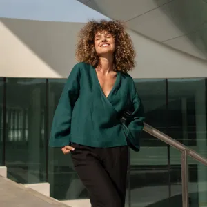 Linen Wrap Top Thea
