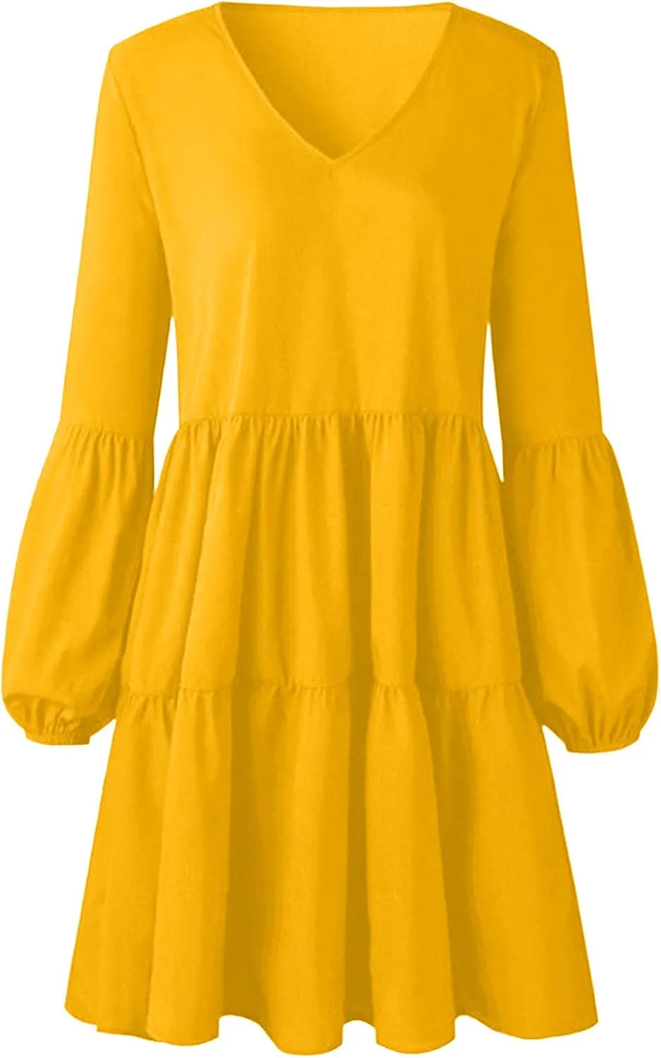 Long Sleeve Dress for Women,2025 Summer Casual Mini Dresses Loose Flowy Tiered Dress,V Neck Boho Ruffle Beach Dres