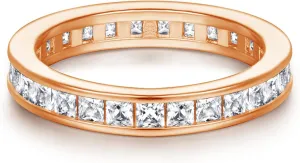 LOVECORE 3mm 14K Gold Plated Round Cubic Zirconia Full Faux Diamond Classic Vintage Chunky Stackable Dainty Engagement Rings Eternity Rings for Women for Couples for Her Size 5-9