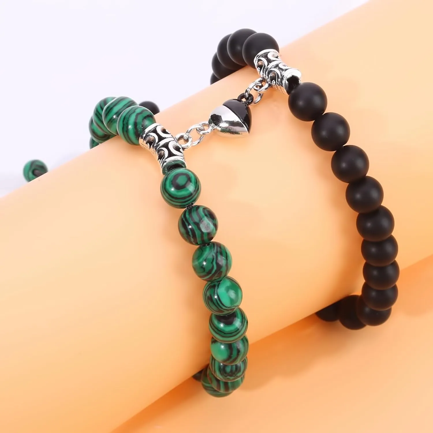 Magnetic Couple Bracelet Set Friendship Couple Long Distance Matching Bracelet Natural Turquoise Beaded Bracelet Women Men for Graduation Valentine's Day Daily Gifts