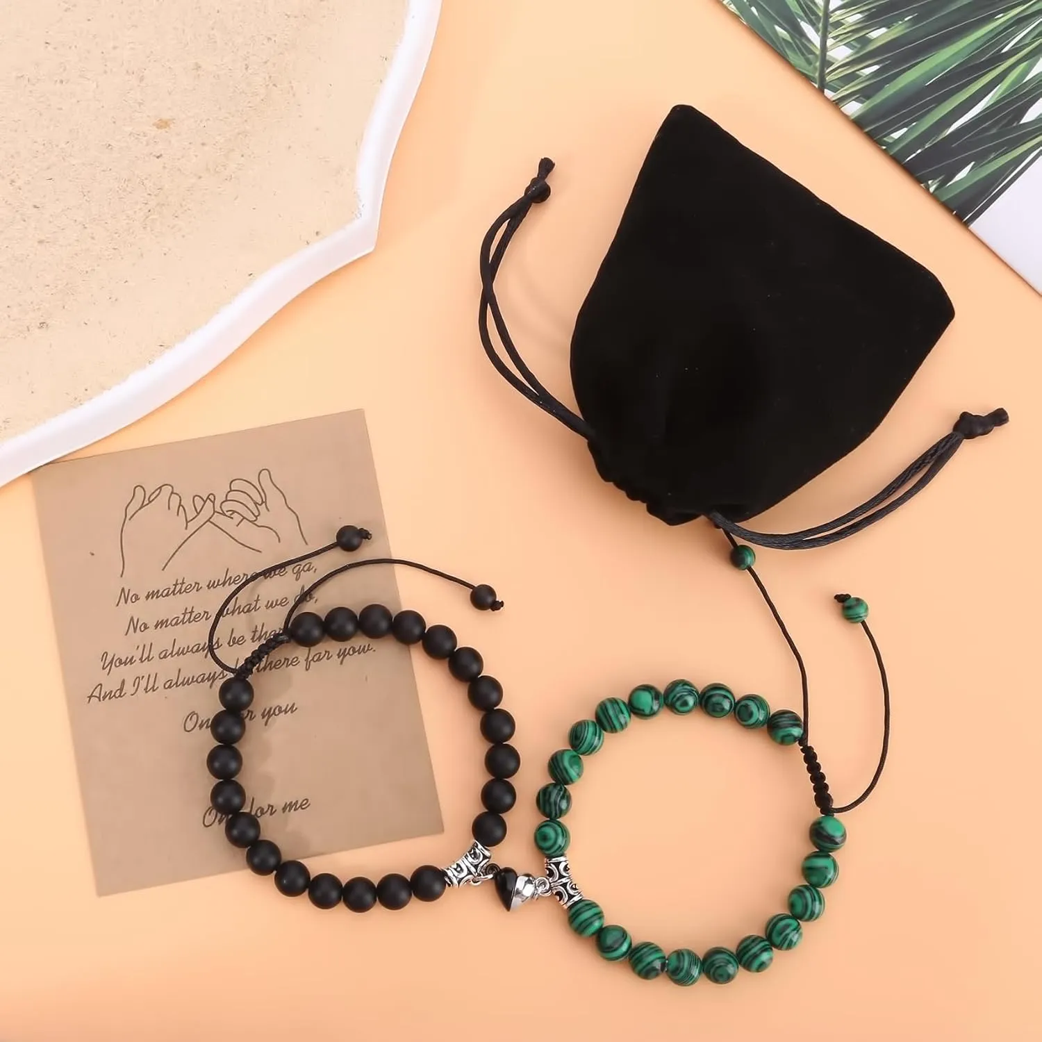 Magnetic Couple Bracelet Set Friendship Couple Long Distance Matching Bracelet Natural Turquoise Beaded Bracelet Women Men for Graduation Valentine's Day Daily Gifts