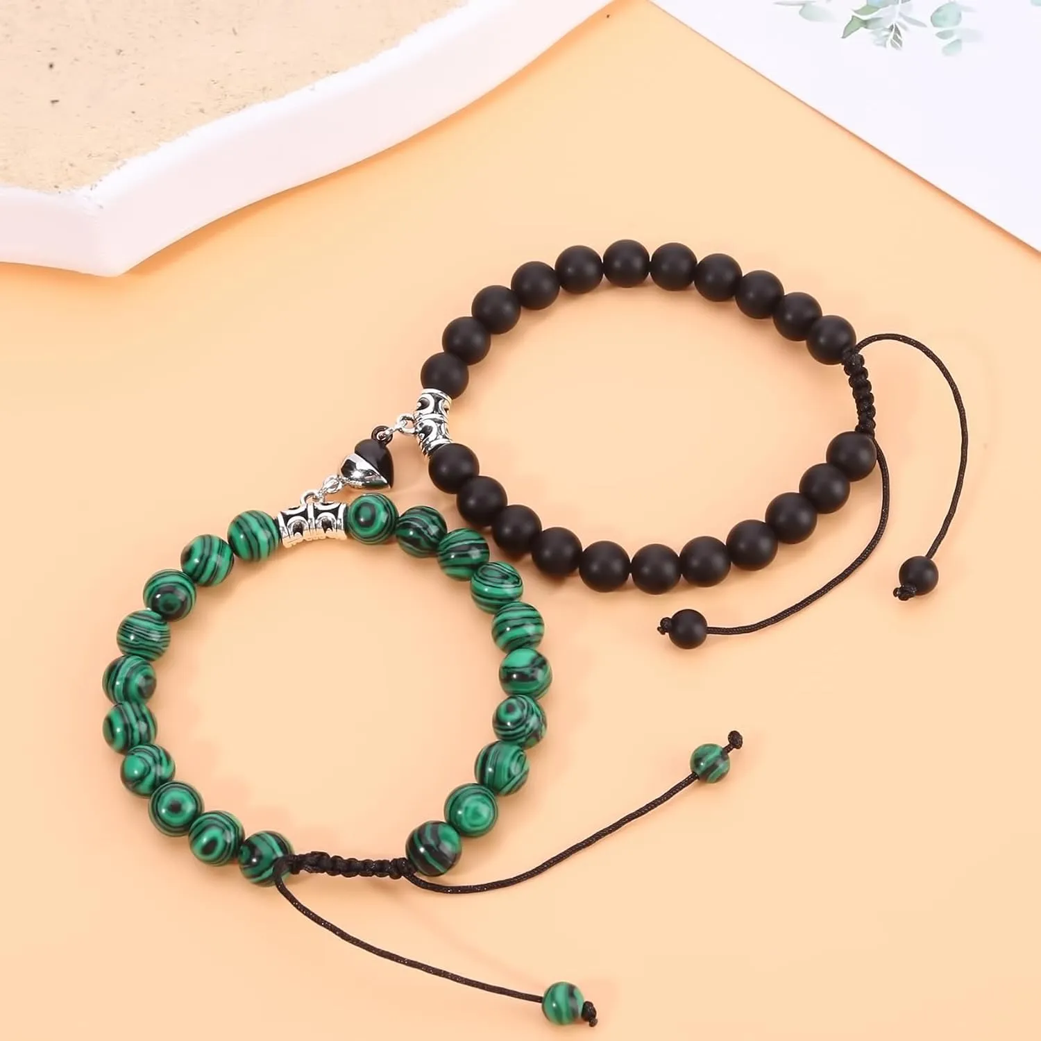 Magnetic Couple Bracelet Set Friendship Couple Long Distance Matching Bracelet Natural Turquoise Beaded Bracelet Women Men for Graduation Valentine's Day Daily Gifts