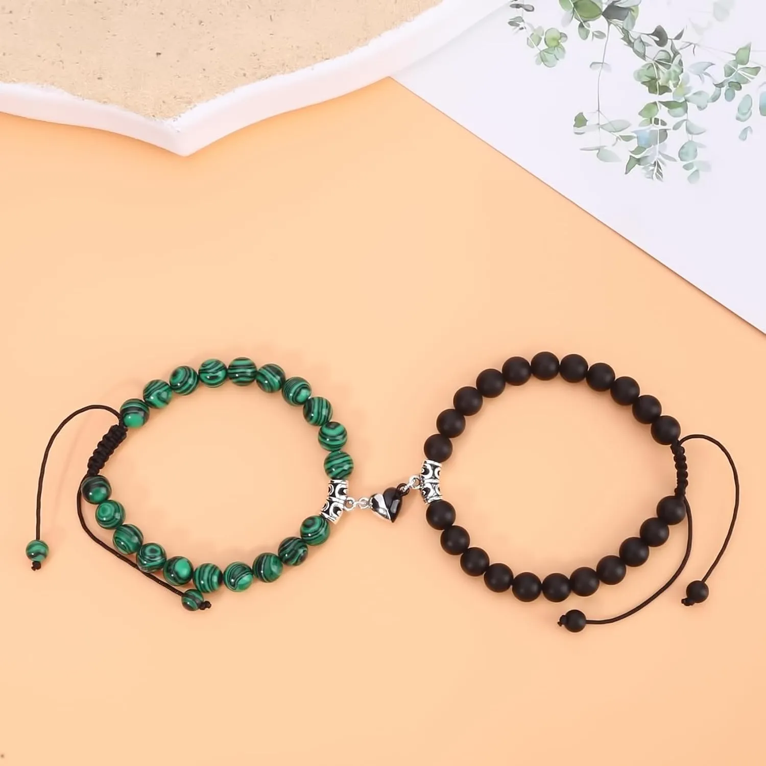 Magnetic Couple Bracelet Set Friendship Couple Long Distance Matching Bracelet Natural Turquoise Beaded Bracelet Women Men for Graduation Valentine's Day Daily Gifts