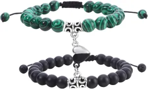Magnetic Couple Bracelet Set Friendship Couple Long Distance Matching Bracelet Natural Turquoise Beaded Bracelet Women Men for Graduation Valentine's Day Daily Gifts