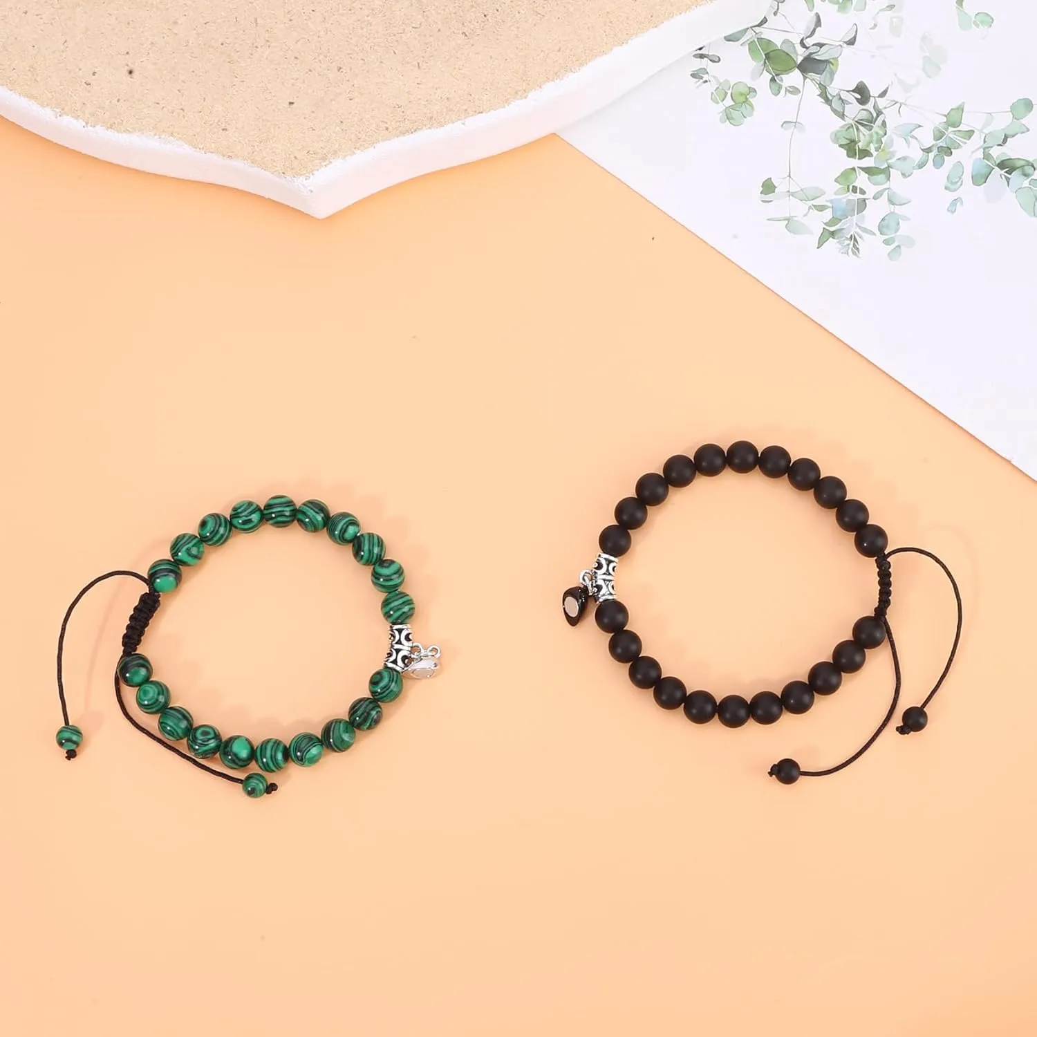 Magnetic Couple Bracelet Set Friendship Couple Long Distance Matching Bracelet Natural Turquoise Beaded Bracelet Women Men for Graduation Valentine's Day Daily Gifts