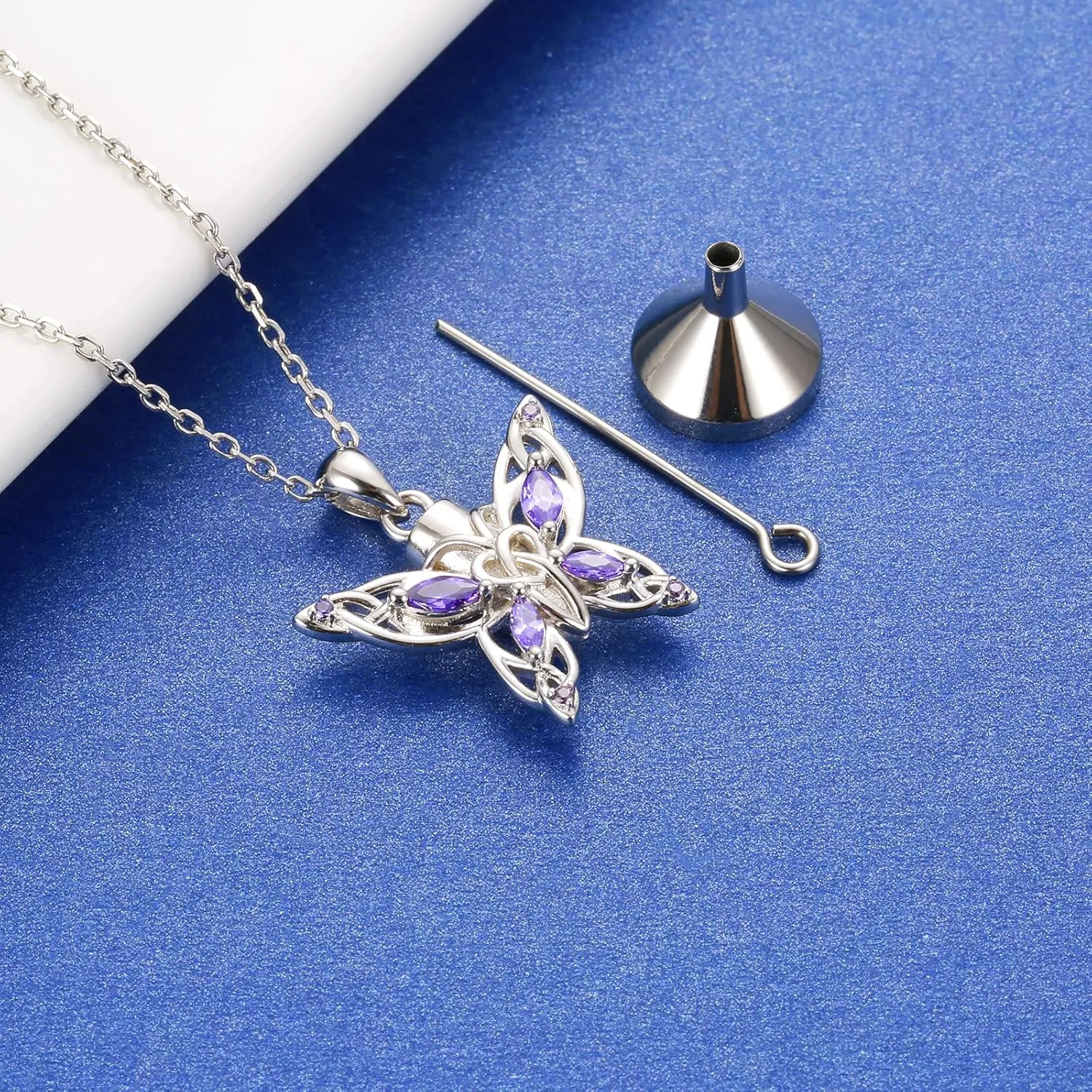 MANBU Butterfly Cremation Urn Necklace for Ashes: 925 Sterling Silver Memorial Pendant Jewelry Women Keepsake Bereavement Gift for A Loss of the Loved One