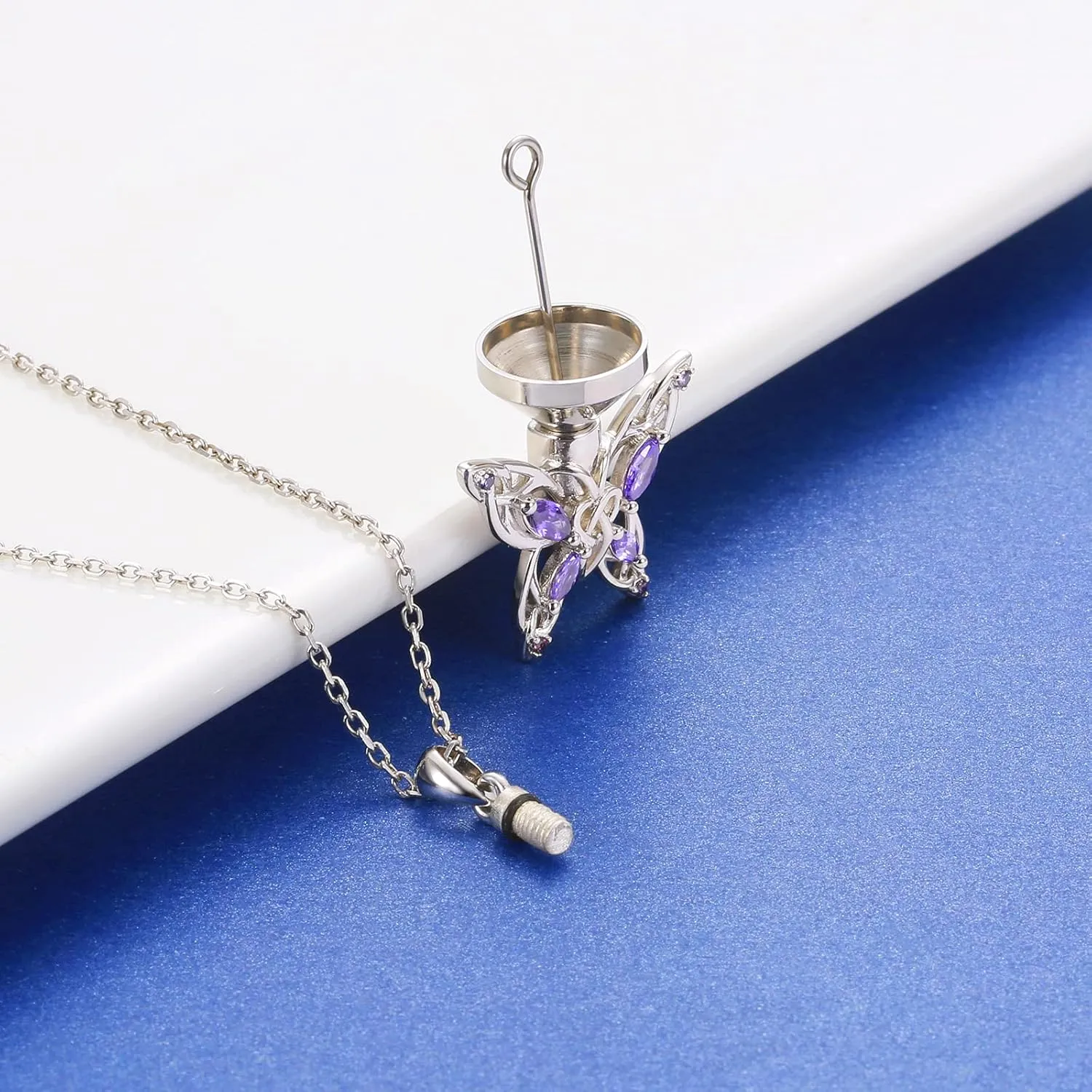 MANBU Butterfly Cremation Urn Necklace for Ashes: 925 Sterling Silver Memorial Pendant Jewelry Women Keepsake Bereavement Gift for A Loss of the Loved One