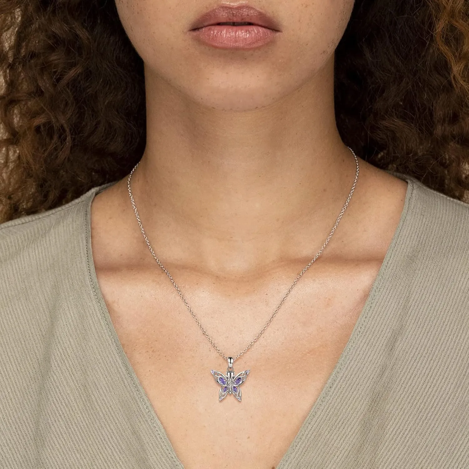 MANBU Butterfly Cremation Urn Necklace for Ashes: 925 Sterling Silver Memorial Pendant Jewelry Women Keepsake Bereavement Gift for A Loss of the Loved One