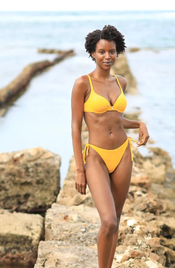 Mango Semithong Tie Side - Yellow Texture