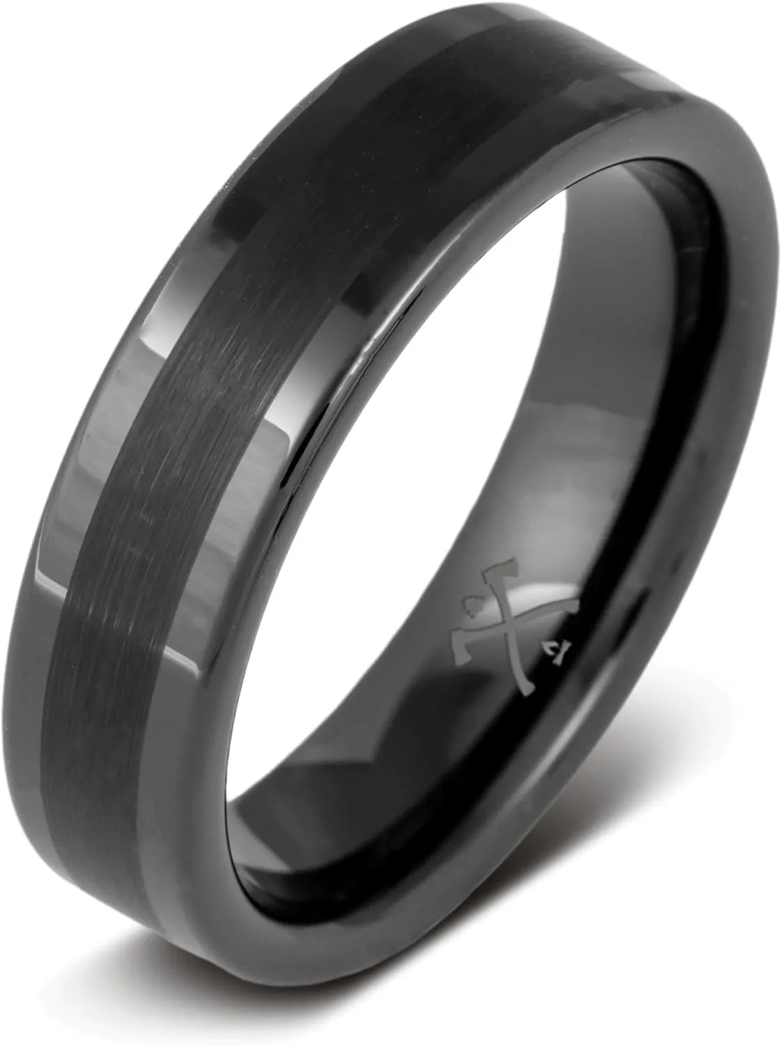 Manly Bands: Mens Black Plated Tungsten and Black Zirconium Wedding Bands and Rings - Comfort Fit and Stylish Black Rings for Men, Free Silicone Ring Included