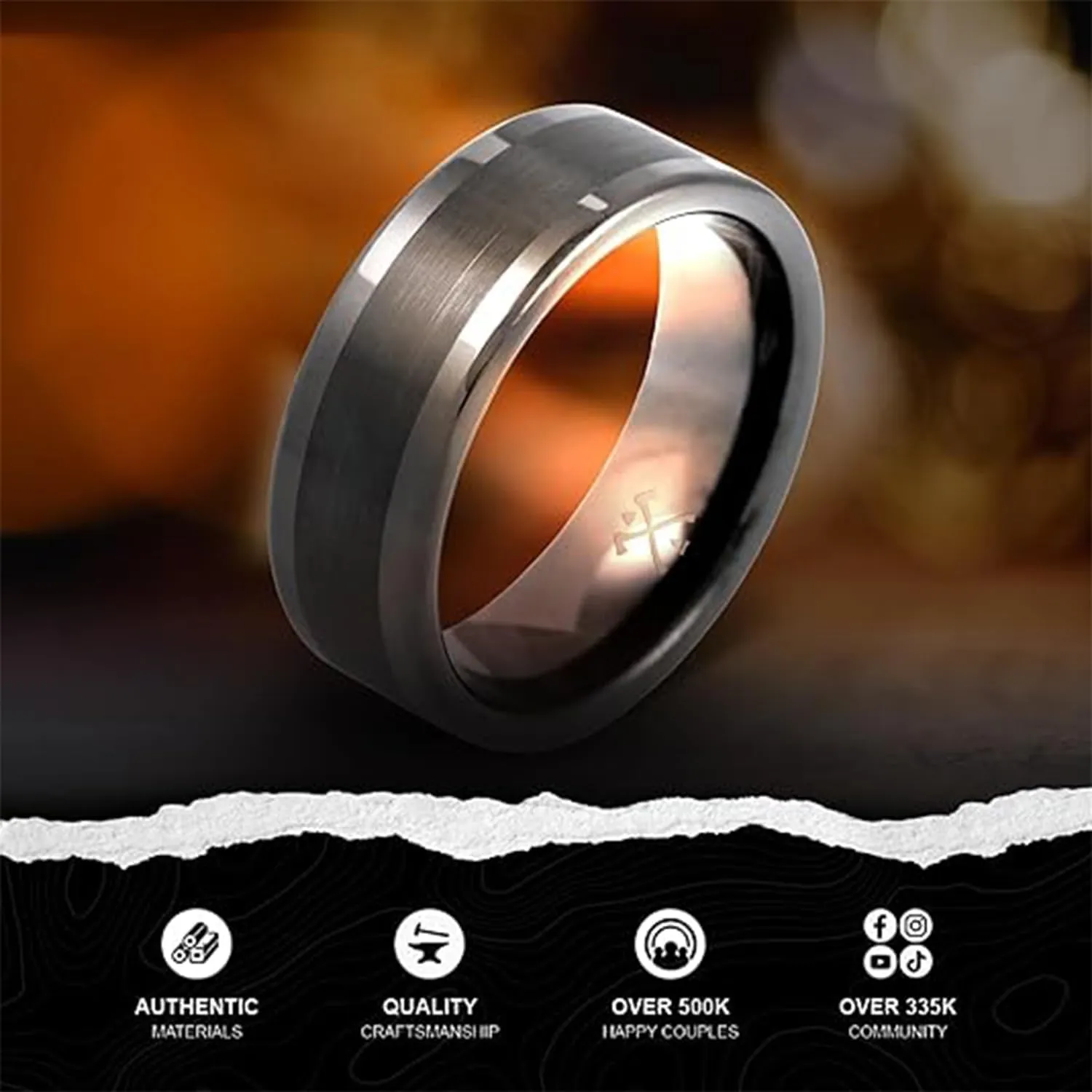 Manly Bands: Mens Black Plated Tungsten and Black Zirconium Wedding Bands and Rings - Comfort Fit and Stylish Black Rings for Men, Free Silicone Ring Included