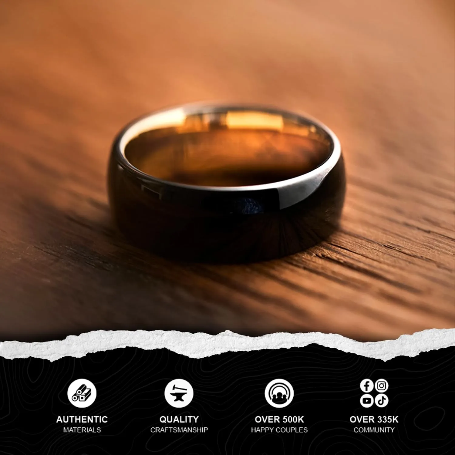 Manly Bands: Mens Black Plated Tungsten and Black Zirconium Wedding Bands and Rings - Comfort Fit and Stylish Black Rings for Men, Free Silicone Ring Included