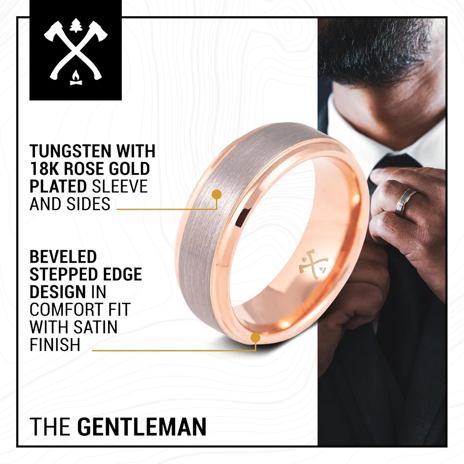 Manly Bands: Men's Rose Gold Wedding Bands and Rings - Made With 14K and 18K Rose Gold - Gift for Men - Free Silicone Ring Included