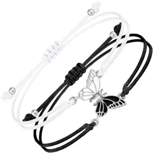 Matching Butterfly Friendship Bracelets BFF Best Friends Bracelet Adjustable Rope Butterfly Bracelets for Women Men Couples Jewelry Gift