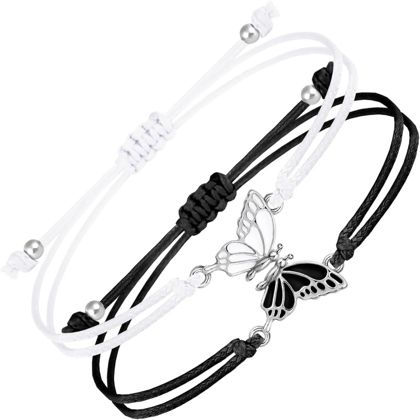 Matching Butterfly Friendship Bracelets BFF Best Friends Bracelet Adjustable Rope Butterfly Bracelets for Women Men Couples Jewelry Gift