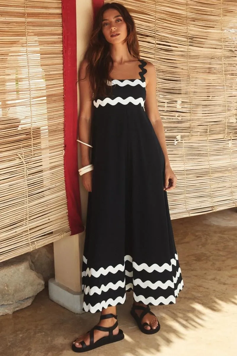 Maxi Dress for Women 2024 Summer Sleeveless Square Neck Spaghetti Strap Vacation Beach Dresses A Line Flowy Swing Sundresses