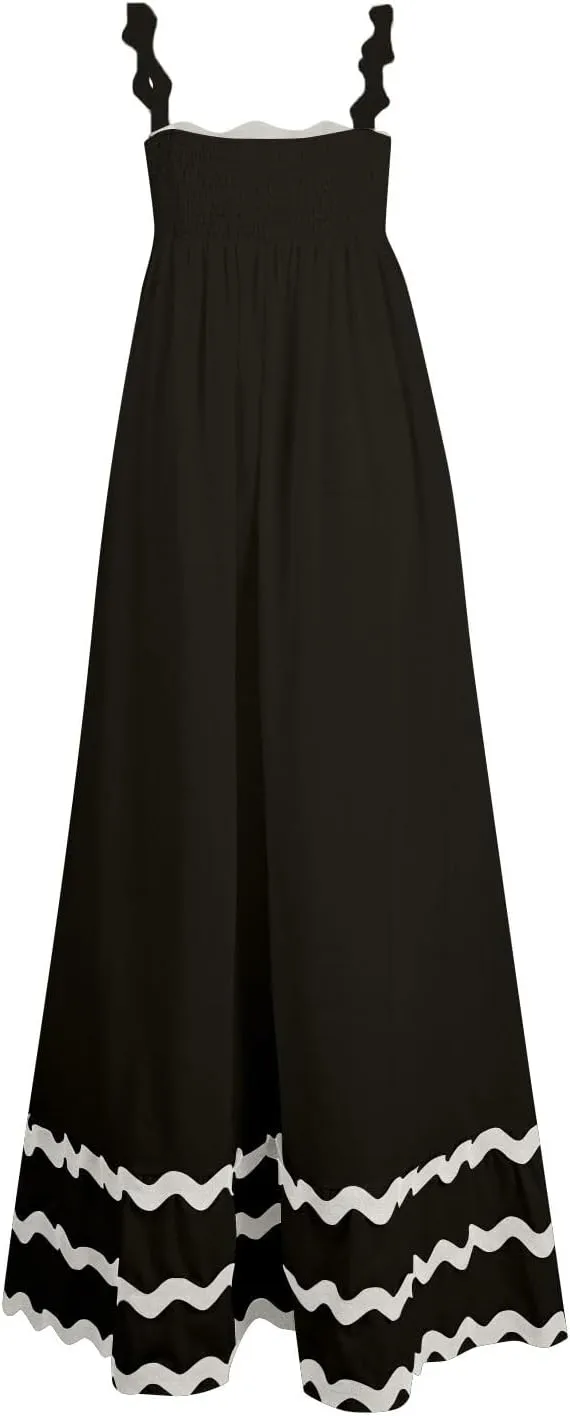 Maxi Dress for Women 2024 Summer Sleeveless Square Neck Spaghetti Strap Vacation Beach Dresses A Line Flowy Swing Sundresses