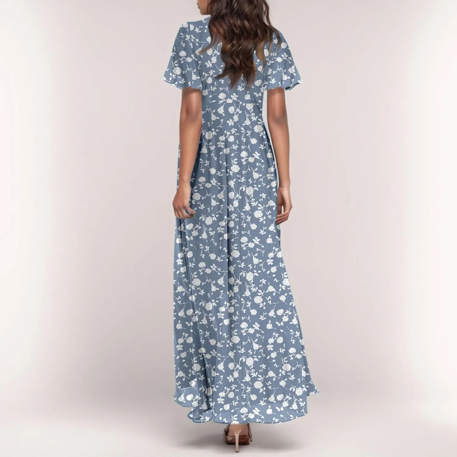 Maxi Dresses for Women 2025 Spring Summer Maxi Dress Casual Ruffle Short Sleeve Summer Dresses