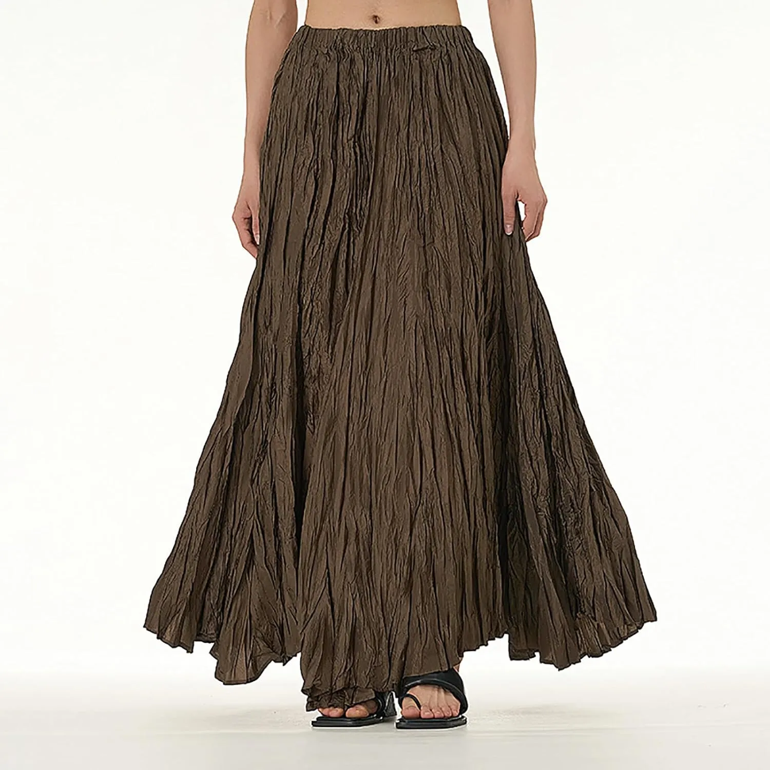 Maxi Long Skirts for Womens Girls Summer Holiday Loose Bohemian Skirt Elastic Waisted A-Line Flowy Swing One Size Skirts