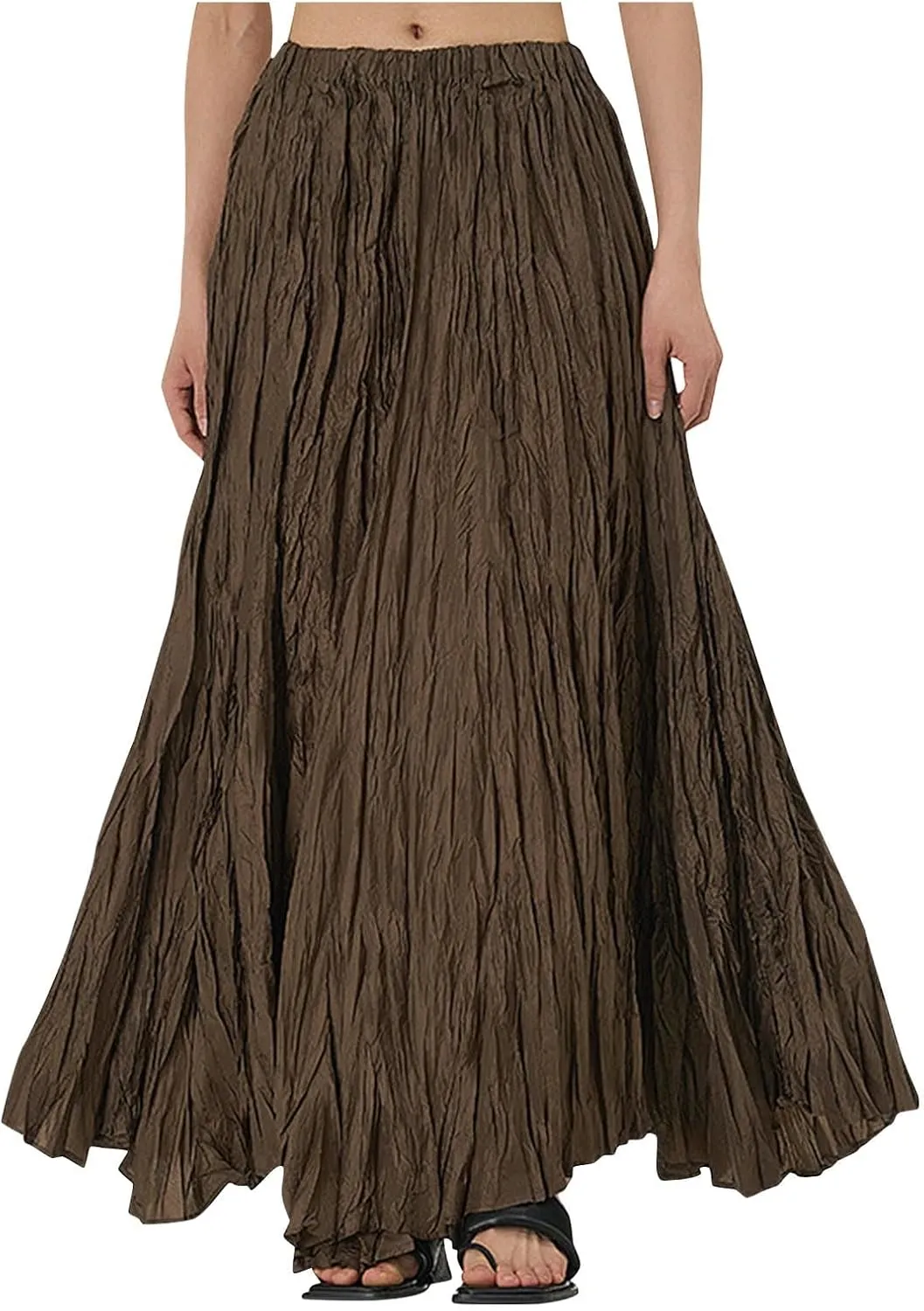 Maxi Long Skirts for Womens Girls Summer Holiday Loose Bohemian Skirt Elastic Waisted A-Line Flowy Swing One Size Skirts