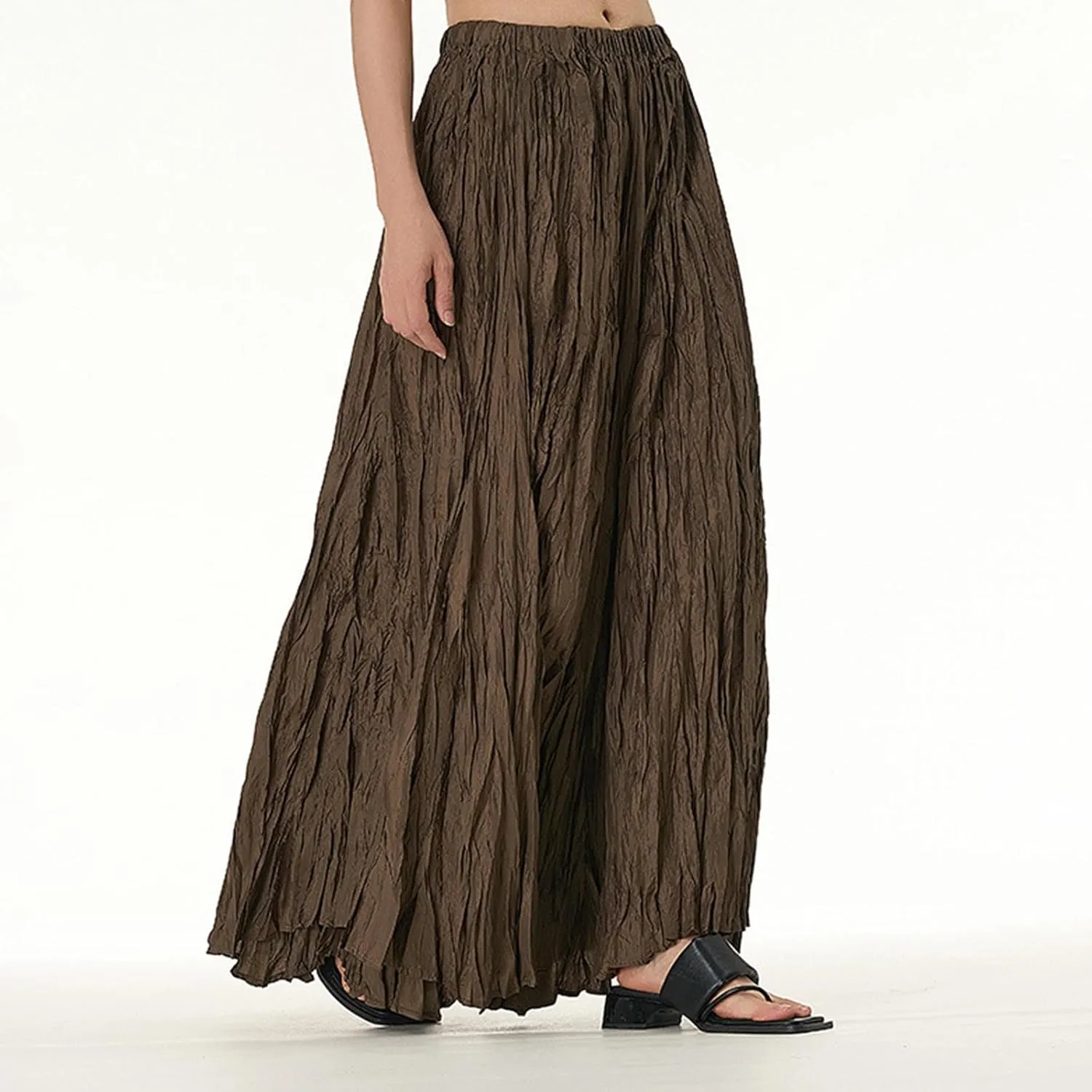 Maxi Long Skirts for Womens Girls Summer Holiday Loose Bohemian Skirt Elastic Waisted A-Line Flowy Swing One Size Skirts