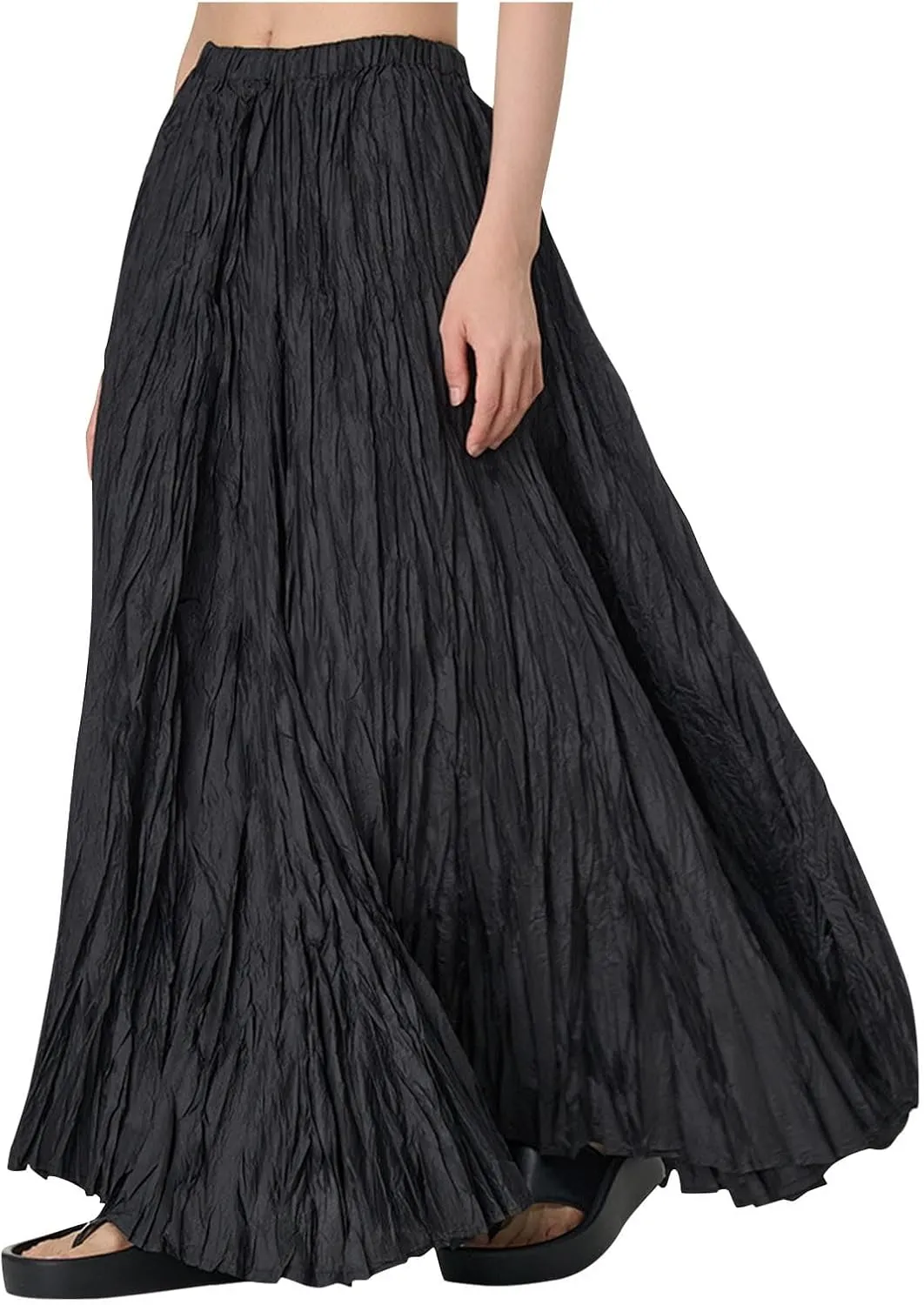 Maxi Long Skirts for Womens Girls Summer Holiday Loose Bohemian Skirt Elastic Waisted A-Line Flowy Swing One Size Skirts