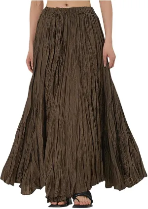 Maxi Long Skirts for Womens Girls Summer Holiday Loose Bohemian Skirt Elastic Waisted A-Line Flowy Swing One Size Skirts