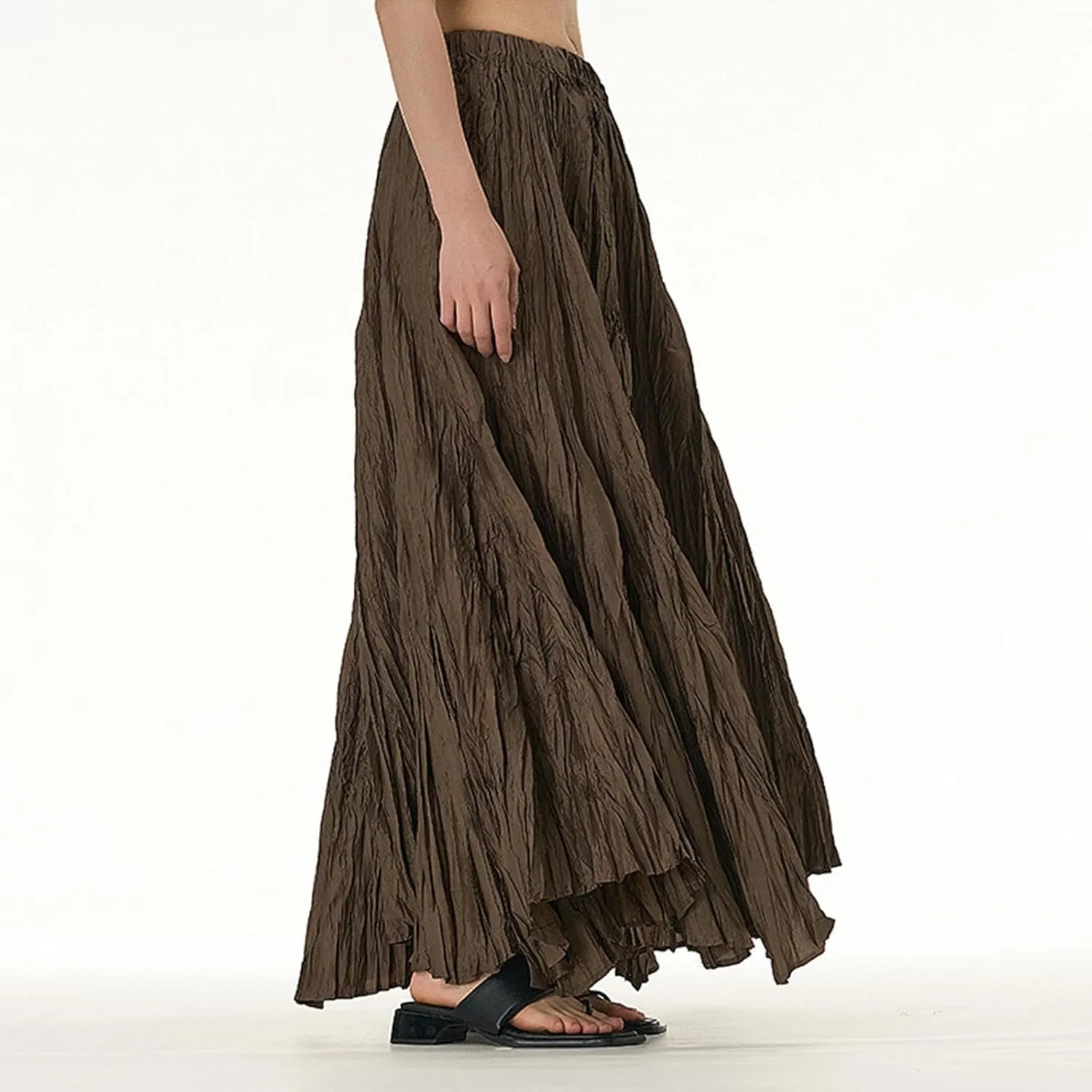 Maxi Long Skirts for Womens Girls Summer Holiday Loose Bohemian Skirt Elastic Waisted A-Line Flowy Swing One Size Skirts