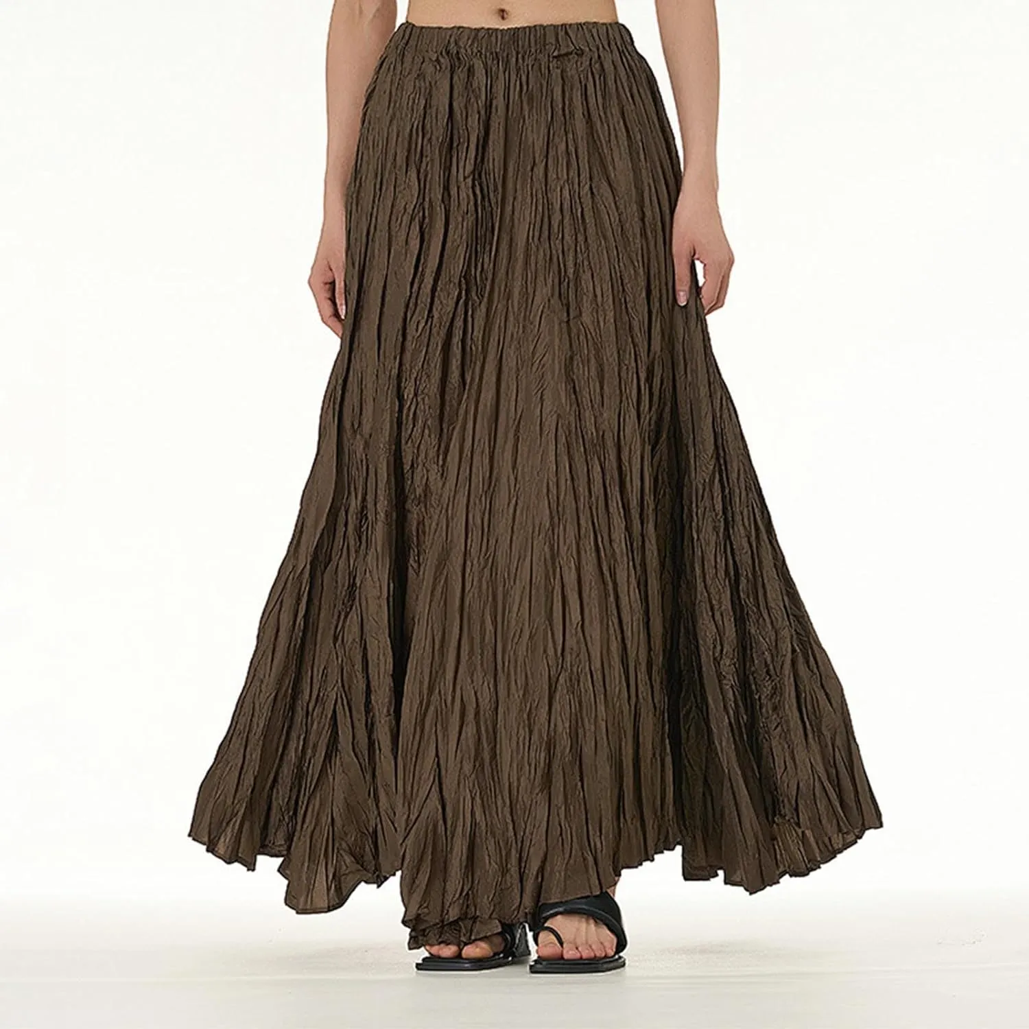 Maxi Long Skirts for Womens Girls Summer Holiday Loose Bohemian Skirt Elastic Waisted A-Line Flowy Swing One Size Skirts