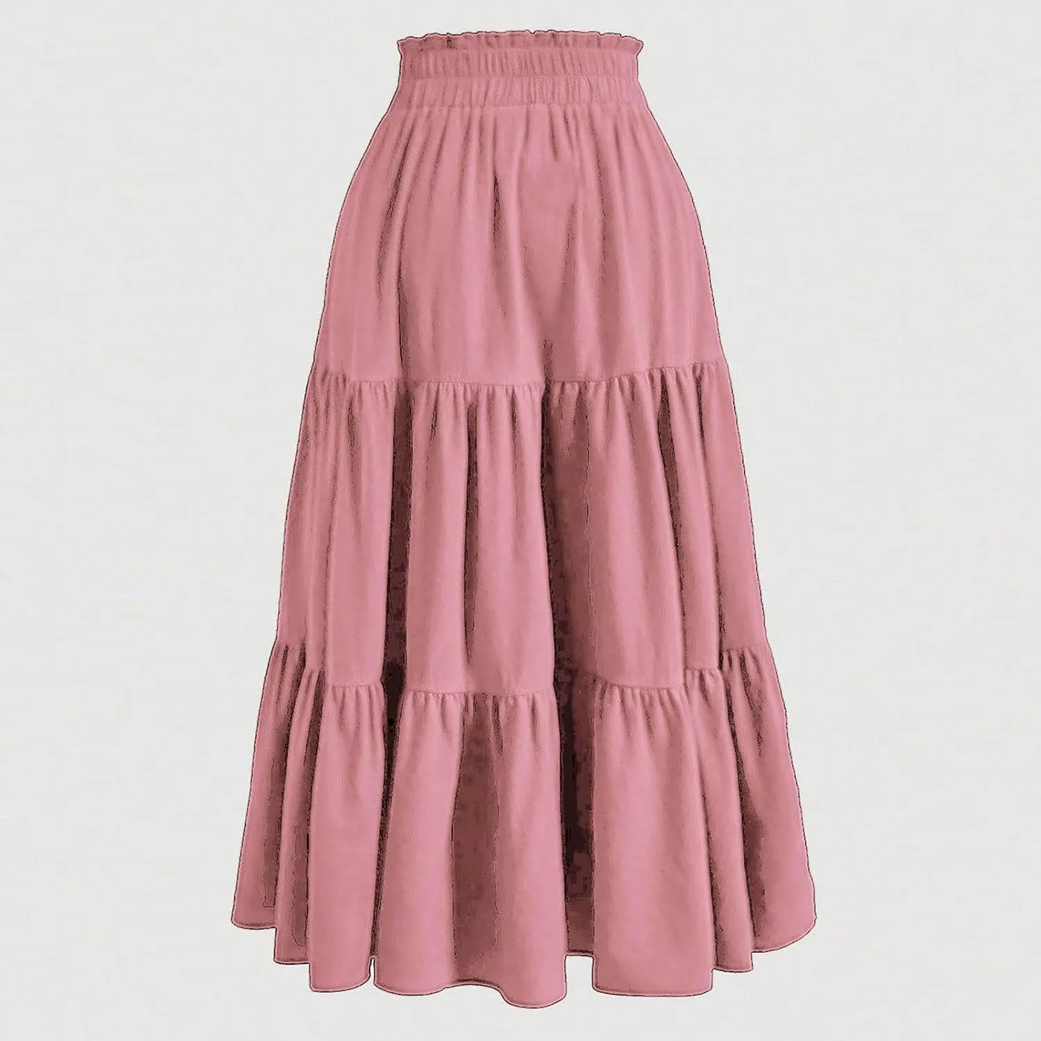 Maxi Skirts for Women 2025 Summer Fashion Flowy Pleated Long Skirt Casual Boho High Waisted Drawstring A Line Skirts