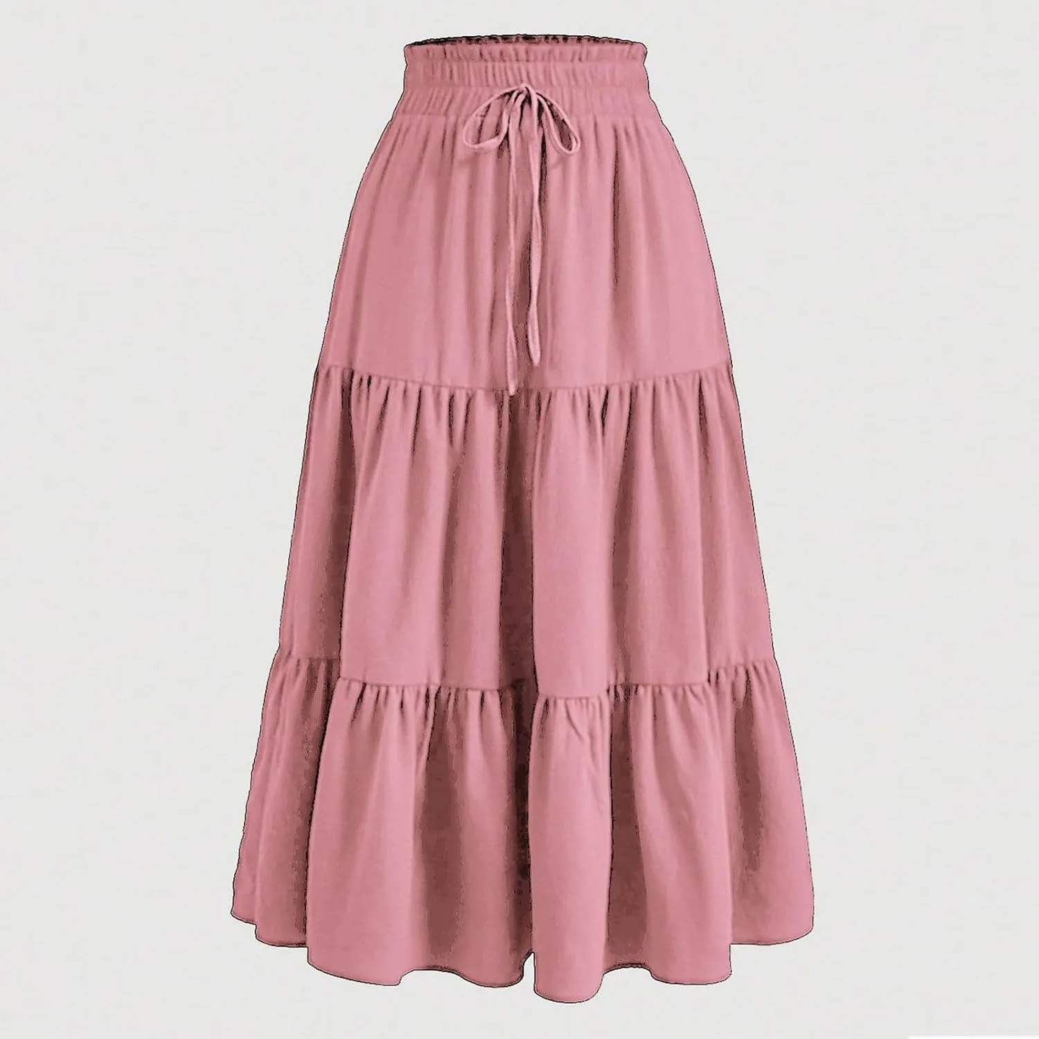 Maxi Skirts for Women 2025 Summer Fashion Flowy Pleated Long Skirt Casual Boho High Waisted Drawstring A Line Skirts