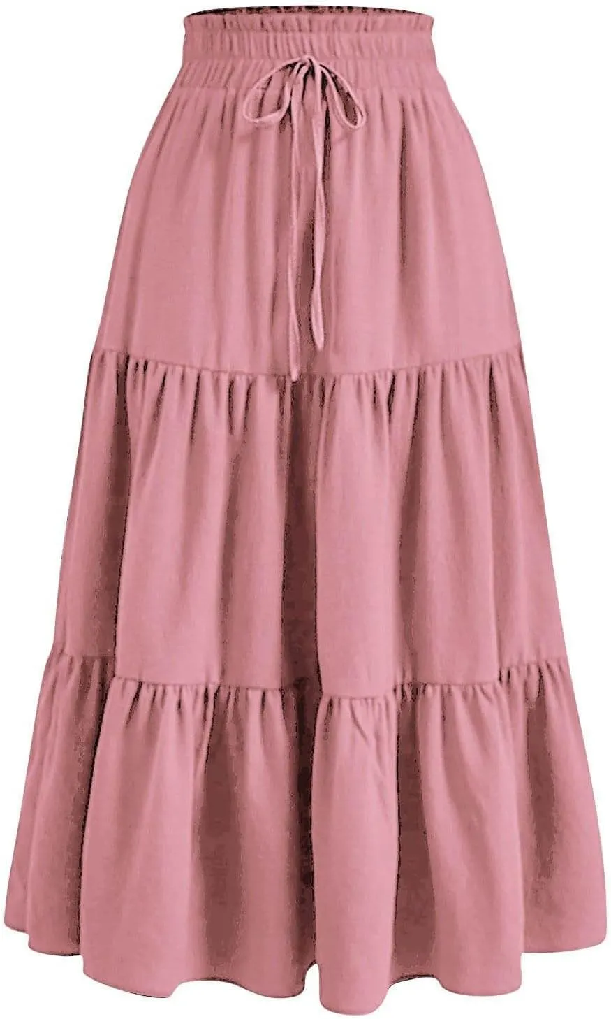 Maxi Skirts for Women 2025 Summer Fashion Flowy Pleated Long Skirt Casual Boho High Waisted Drawstring A Line Skirts