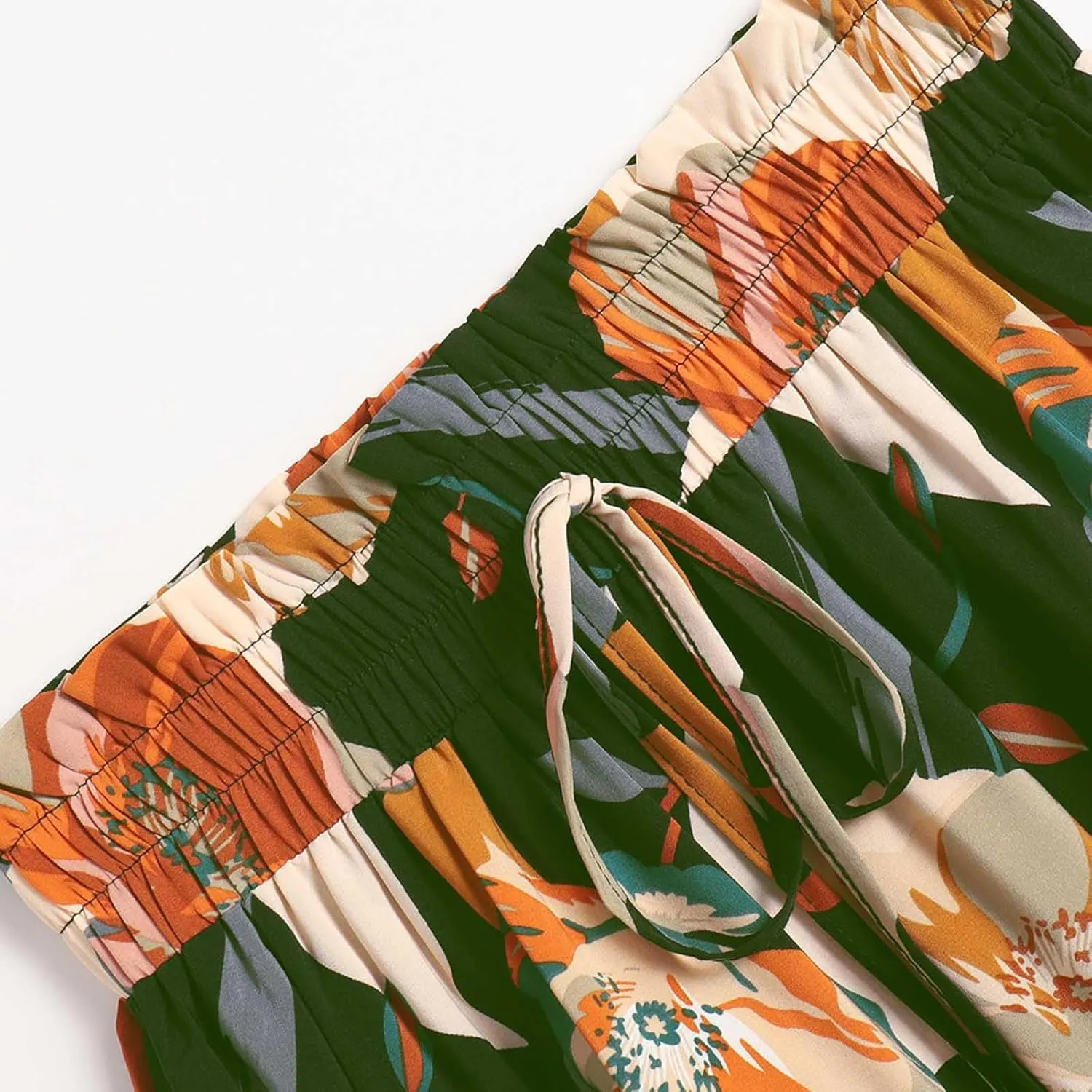 Maxi Skirts for Women Boho Floral Print Tiered Flowy Skirt Vacation Elastic Drawstring Waist A Line Pleated Skirt