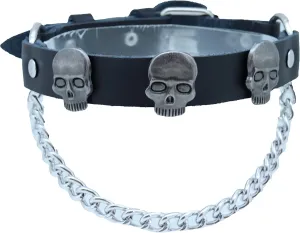 Men Biker Western Fashion Boot Bracelets Black Color Straps Pair Silver Metal Chains Skeleton Skull Shoe Anklet Charms