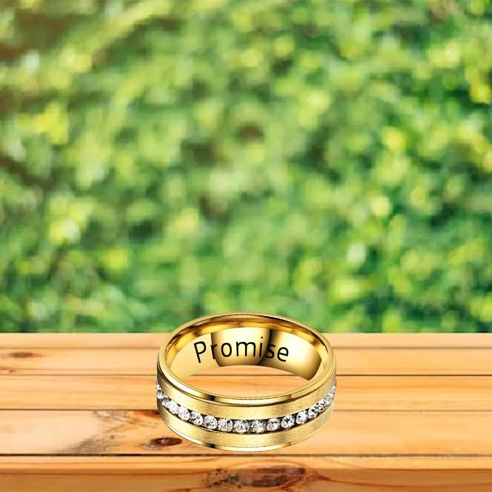 Mens Promise Rings Customizable,Mens Tungsten Carbide Wedding Bands 8mm Eternity Band Rings for Men Women Cubic Zirconia Engagement Ring for Couples Size 5-13