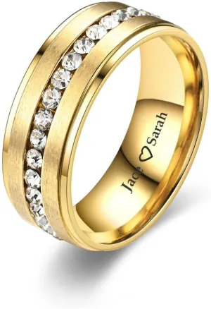 Mens Promise Rings Customizable,Mens Tungsten Carbide Wedding Bands 8mm Eternity Band Rings for Men Women Cubic Zirconia Engagement Ring for Couples Size 5-13
